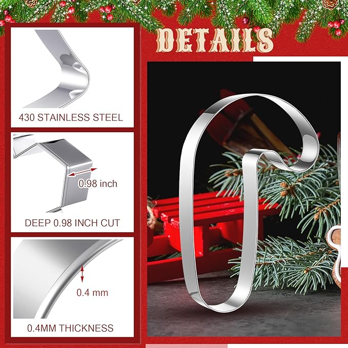 2 Pcs Extra Large Christmas Cookie Cutters 8" Giant Bell and Cane Stainless Steel Cookie Cutters for Winter Holiday Baking