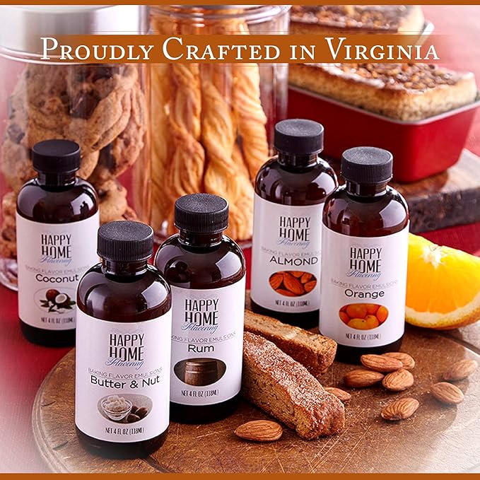 Happy Home Flavoring Natural Almond Baking Flavor Emulsion - Certified Kosher, 4 oz.