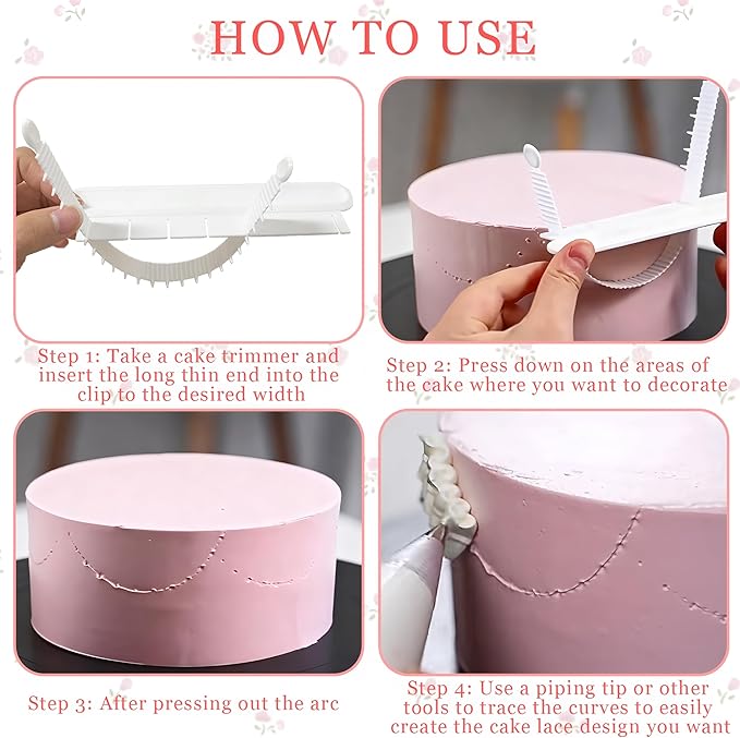4PCS Cake Arch Guide Tool,Adjustable Fondant Cake Arc Ruler,Practical Baking Writing Swag Guide Gadgets Accessories,Decorative Marking Divider Aid,Pastry Decorating Supplies for Home Kitchen Bakeries