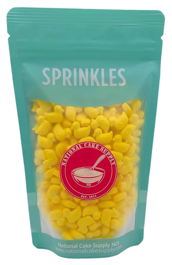 NCS Yellow Rubber Duck Shape Edible Candy Sprinkles, 8 ounces