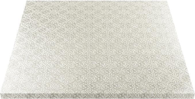 O'CREME Silver Square Cake Pastry Drum Board 1/2 Inch Thick, 8" x 8" - Pack of 5