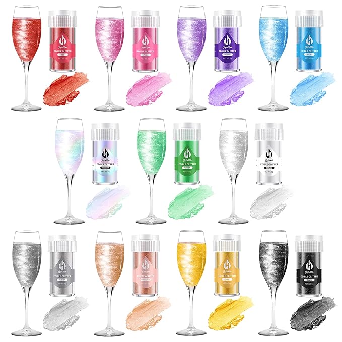 Red Edible Glitter – 6g Luster Dust Drink Glitter, Food Grade Shimmer Powder for Cocktails, Cakes, Beverages, Chocolate & Candy