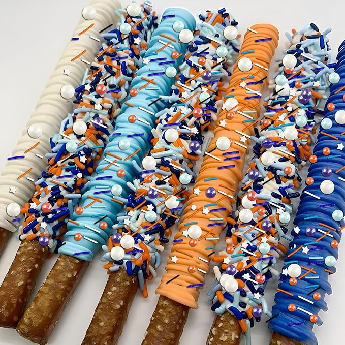 Blue Orange Sprinkles Edible Blue Sprinkle White Star Sprinkles Sugar Pearls for Cake Decorating Navy Orange White Candy Pearls Jimmies Mix Sprinkle for Baking Ice Cream Toppings 100g / 3.5 Oz
