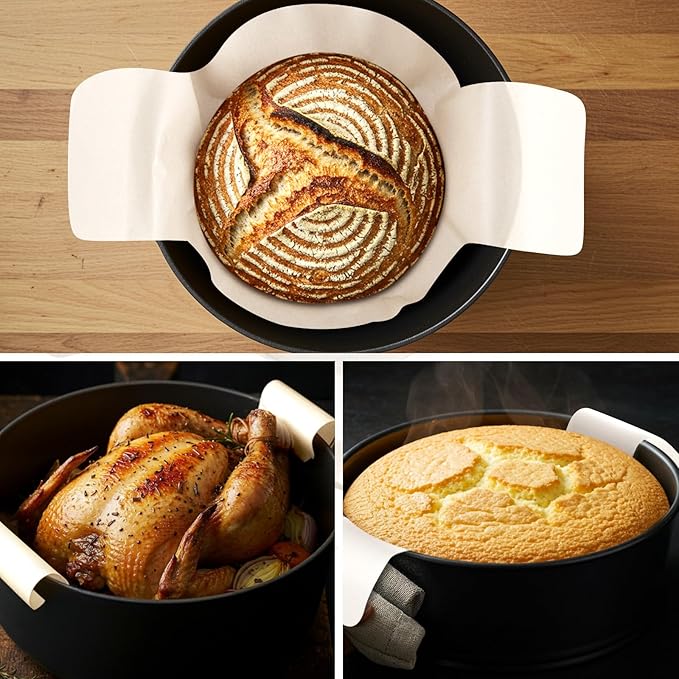 Marspark 50 Pcs Bread Sling Sourdough Bread Sling - Dutch Oven Liner, Pre-Cut Parchment Baking Supplies for Easy Dough Transfer (White)