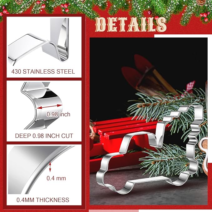 2 Pcs Large Christmas Cookie Cutters 8" Extra Large Truck and Gnome Stainless Steel Giant Cookie Cutter for Holiday Baking