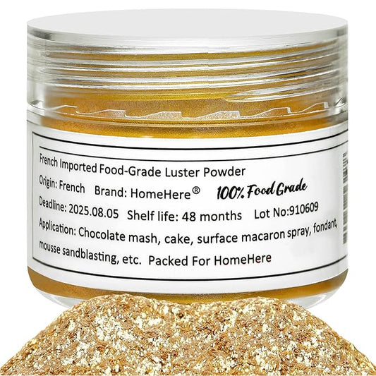HomeHere Edible Luster Dust Food-Grade Glimmer Powder Glitter for Cake Decorating 7g, Disco Diamond Dust, Edible Sprinkle Glitter for Cocktails Drinks Baking Candy Dessert Chocolate Vegan Tasteless