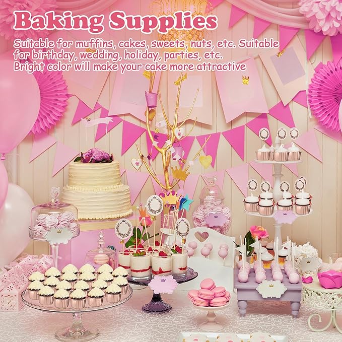 300 Pack Champagne Gold Cupcake Liners Bulk Disposable Foil Muffin Cups 3.5 oz Wrappers for Baking Aluminum Paper Mini Metallic Disposable Holiday Party Wedding Festival Supply