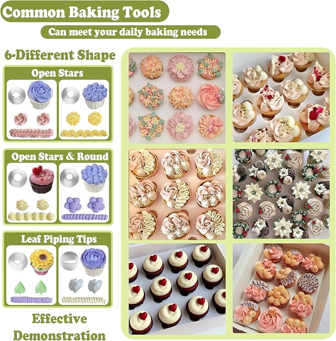 FANTEXY Dessert Decorating Syringe Kit With 6 Frosting Icing Tips for Cake Decorating, Stainless Steel Cupcake Decorating Kit For Cakes, Cookies,Icing Gun and Tips Set