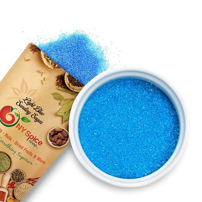 NY Spice Shop Light Blue Sanding Sugar - 1 Pound Sweet Colorful Edible Sprinkles For Candy Dish - Sugar Sprinkles For Cake Decorating Cookies Basket & Dishes