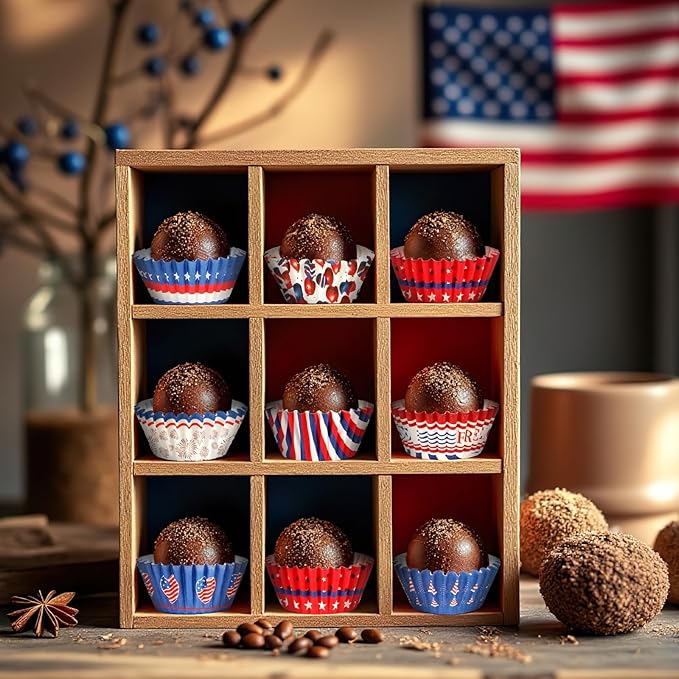 AUGSUN 800pcs 4th of July Mini Cupcake Liners Independence Day Baking Mini Muffin Cupcake Wrappers for Patriotic Holiday Birthday Veterans Party Cake Candy Chocolate Decorations Supplies