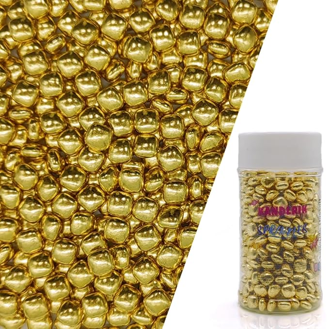 Super Gold Cube Sprinkles Edible Moon Cake Decorating Cake Decorations Cupcake Toppers Cookie Decorating Perfect for Cakes, Cupcakes, Desserts Toppings 3OZ