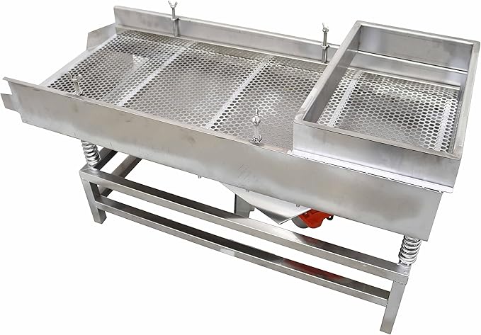TECHTONGDA Straight Vibrating Sieve Screen Shaker Electric Linear Sifter Machine Stainless Steel One Layer Two Motor 10mm Screen Size 15.7×37.4inch 110V