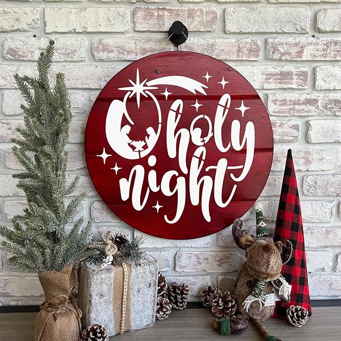 Christmas Stencils for Crafts Reusable Nativity Stencil Christian Jesus Stencils for Painting on Wood for Unto Us/Holy Night/Believe/Blessed Templates