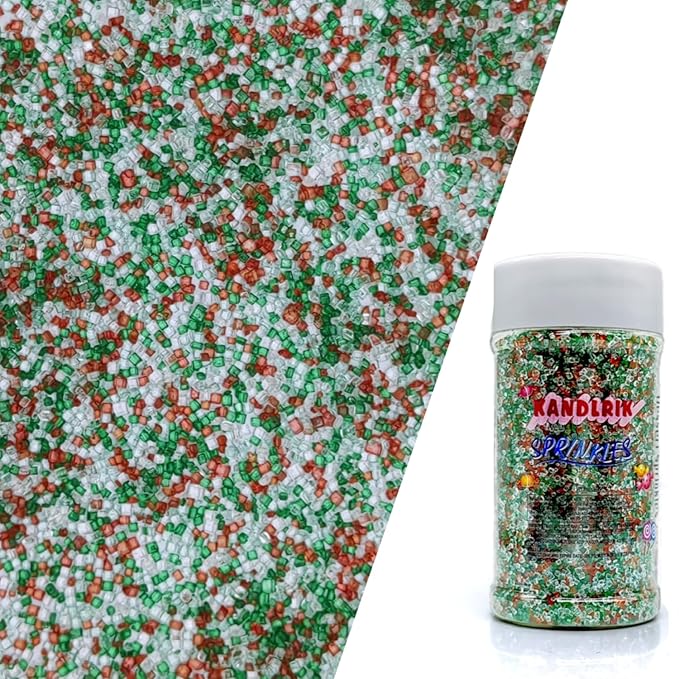 Edible Sanding Sugar Sprinkles for Cookie Decorating, Sugar Sprinkle Mix For Celebration Cakes, Cupcakes, Cookies, 3OZ (Red&Green&White)