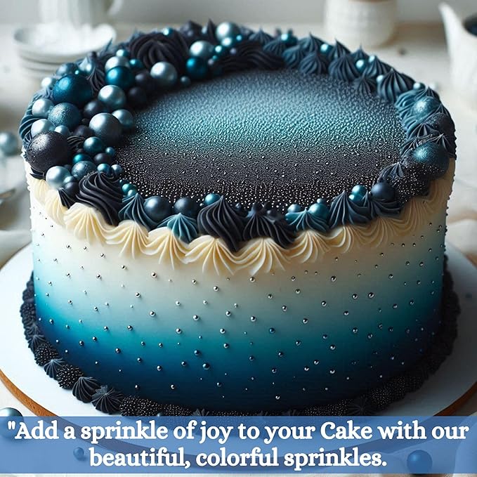 Confect Edible Christmas Sprinkles – Navy Blue Pearl & Vermicelli Mix for Frozen-Themed Cake, Cupcake, Cookie & Holiday Baking Decoration | Vegan, Gluten-Free, Soy-Free, Dairy-Free, Palm Oil-Free- 4.2 Oz