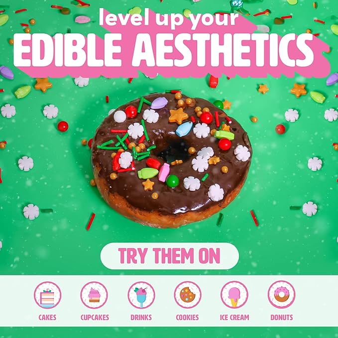 Holiday Lights Christmas Sprinkles for Cookies – Our Christmas Cake Decorations include Snowflake, Star & Ornament Sprinkles (Holiday Lights)