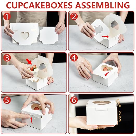 23Pcs Cake Boxes with Boards 10x10x8 Inch-(10 Boxes &10 Boards,3 Cupcake Box)&80 Stickers-Square Large White Bakery Boxes with Window for Cookies- Cake Decorating Supplies