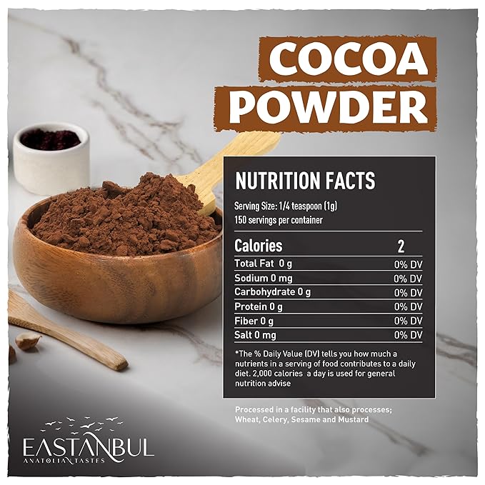 Eastanbul Cacoa Powder, 5.29oz, Raw Cacao Powder, Cocoa for Baking and Smoothies, Unsweetened, Unprocessed Cocoa, Sugar Free, Natural, Vegan,Gluten Free, Non-GMO