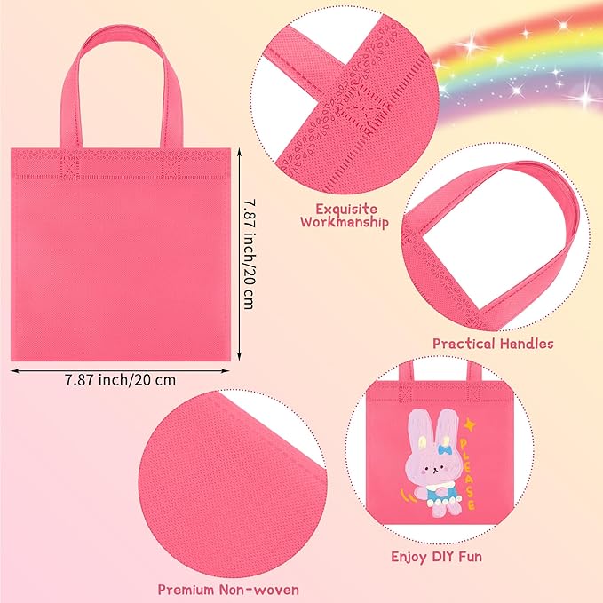 Aneco 30 Pack Reusable Non-woven Party Favor Bag 8×8 Inch Tote Bags Bulk with Handles Rainbow Goodies Gift Bags for Birthday Wedding Party (10 Colors)