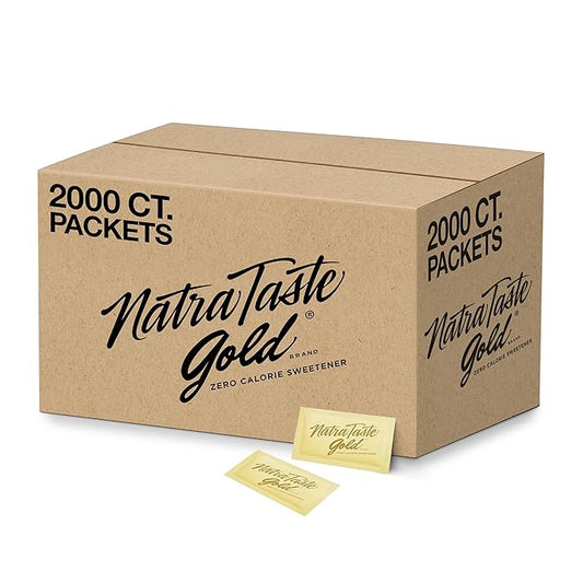 NatraTaste Gold Zero Calorie Sucralose Sweetener Packets, 2000 Ct., Gluten Free, Vegan, Sugar Substitute for Hot and Cold Drinks, Coffee, Iced Tea, Baking and More