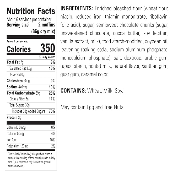 Krusteaz Chocolate Chunk Muffin Mix - No Artificial Flavors/Preservatives - 18.25 OZ Box (Pack of 12)