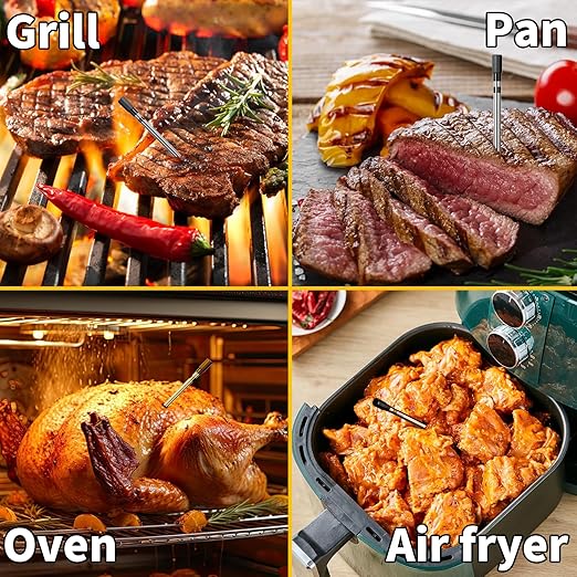 500ft Smart Wireless Meat Thermometer for BBQ, Wireless Thermometer with IP66 Waterproof, Bluetooth Meat Thermometer for Gift, Kitchen, Smoker,Grilling, Oven, Rotisserie | iOS & Android