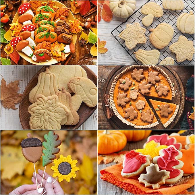 14-Piece Thanksgiving Cookie Cutter Set - Classic Thanksgiving Patterns, Food-Grade Stainless Steel, Easy Demold & Perfect for Holiday Baking