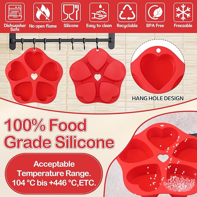 Silicone Mini Air Fryer Muffin Pan Cups for Oven Baking,1 pcs Heart Shape Egg Bite Mold Muffin Tins Cup Cake Pan Tray for Air Fryer Basket Liners Accessories Baking Muffin Cakes Pancake