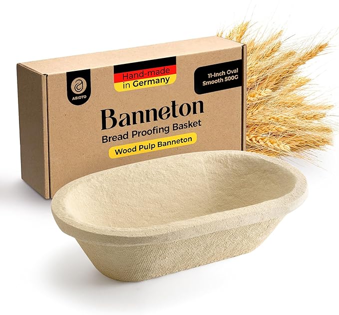 11" Oval Wood Pulp Banneton Bread Proofing Basket – 1.1LB Brotform, Smooth Surface – Non-Stick Natural Wood Pulp Pressed for Durability– Made in Germany Proofing Baskets for Sourdough Bread Baking