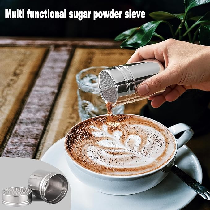 Flour Sifter, Stainless Steel 3 Cup Flour Sifters for Baking, 3 in1 Sifter for Baking with Powdered Sugar Shaker Duster and Flour for Baking Cakes, Pies, Pastries, Desserts and Cupcakes