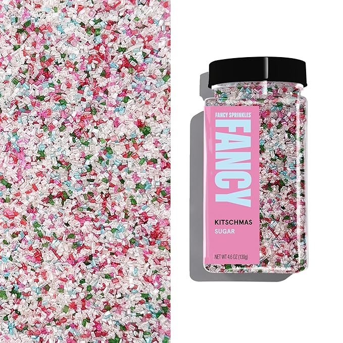 Fancy Sprinkles Limited Edition Holiday Kitschmas Fancy Sugar Blue, Pink, and White Pearlescent (4 OZ)