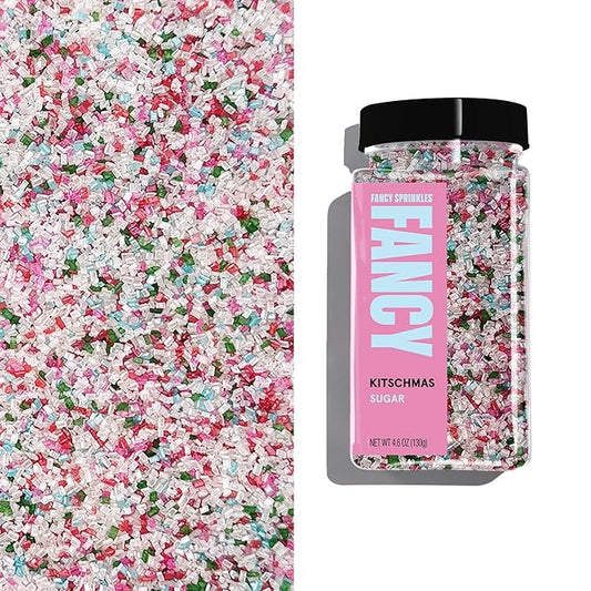 Fancy Sprinkles Limited Edition Holiday Kitschmas Fancy Sugar Blue, Pink, and White Pearlescent (4 OZ)