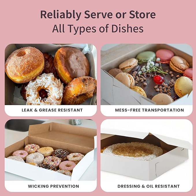 FC Meyer Bakery Boxes - Dozen Donut Box, Easy Pop-Up Design, Hold One Dozen Decorated Donuts, Muffins Or Pastries, Ideal for Sandwich Catering, Made In USA, Size 16 x 12 x 2.5 (Pack of 50)