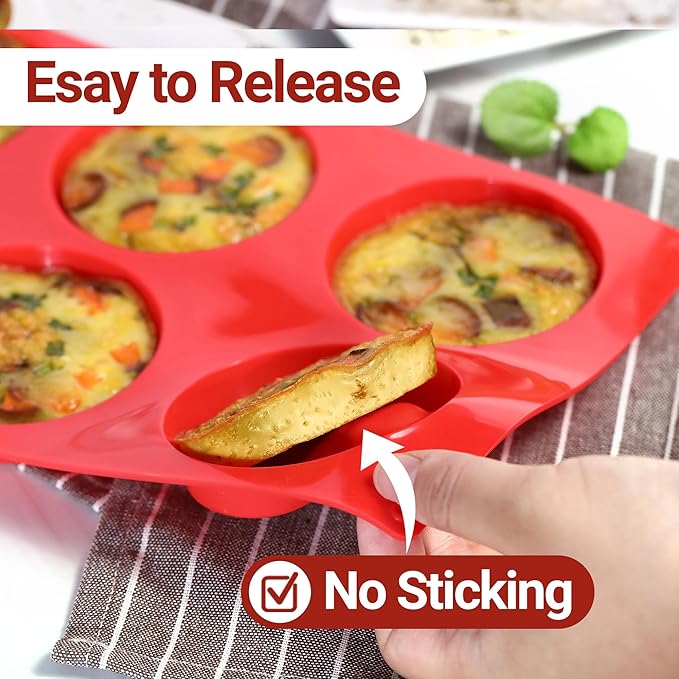 FUNBAKY Silicone Egg Pans, 3 Inch Muffin Top Pan Non Stick Molds for Breakfast Sandwiches, 3 Pack Whoopie Pie Pan, Circle for Baking English Muffins, Egg Sandwich, Whoopie Pies