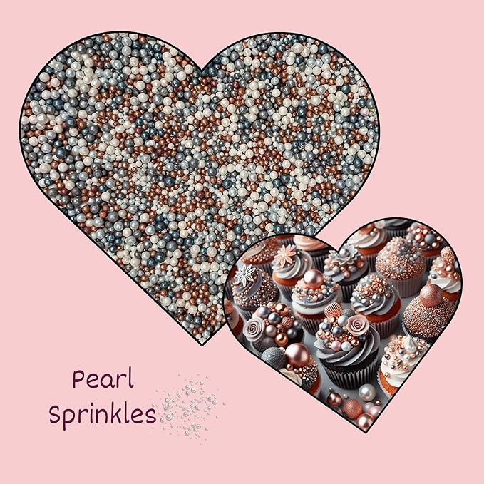 Confect Metallic Sprinkles Mix for Cake Decorating – Silver, Copper & White Pearl Edible Sugar Balls | Disco Ball Cake Toppers, Baking Decorations | Vegan, Gluten-Free, Nut-Free, Soy-Free, Dairy-Free, Palm Oil-Free- 4.2 Oz