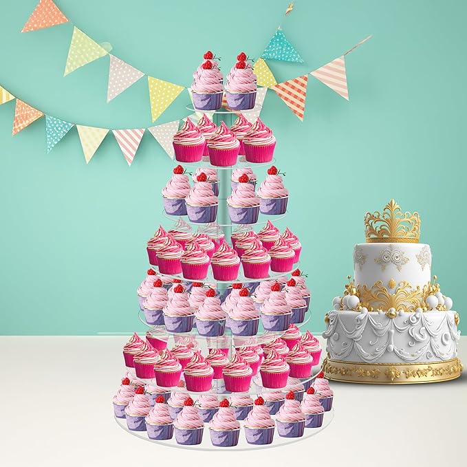 Jusalpha Large 7-tier Acrylic Round Cake Stand-cupcake Stand- Dessert Stand-tea Party Serving Platter for Wedding Party