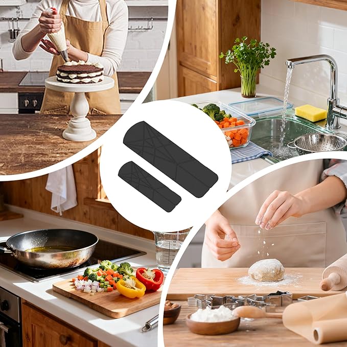 FLAT 3-IN-1 FOLDING MEASURING SPOONS | Magnetic Polygons Measuring Spoon,2 Spoons with 6 Different Sizes｜Space Saving, Nesting Design for Kitchen Storage｜Food Grade Silicone (Black)
