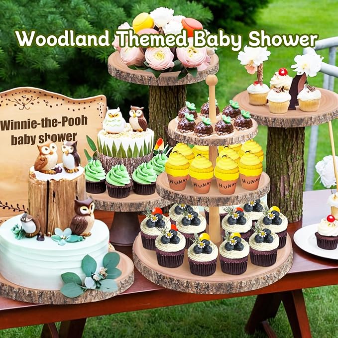 Cupcake Stand Rustic 3 Tier Dessert Stands Wood Cupcake Holder,Cupcake Tower Farmhouse Tiered Tray Stand for Baby Shower /Wedding Décor/Tea Party/Birthday/Graduation/Holiday
