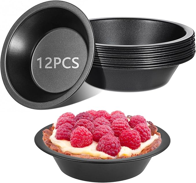 4pcs Non-Stick Carbon Steel Cake Pans 4 Inch Round Baking Pans for Perfect Cakes Pies and Desserts - Durable and Easy to Clean (12, 5IN)