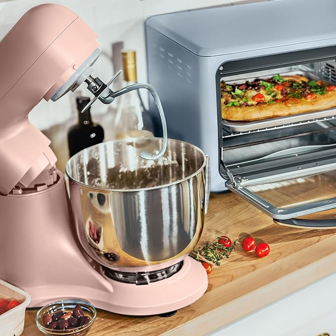 Beautiful 5.3 QT Stand Mixer w/Tilt-Head Design, Stainless Bowl, 300-Watt Power, 12-Speed Control, Includes Beater, Dough Hook, Whisk, Splash Shield (Rose)