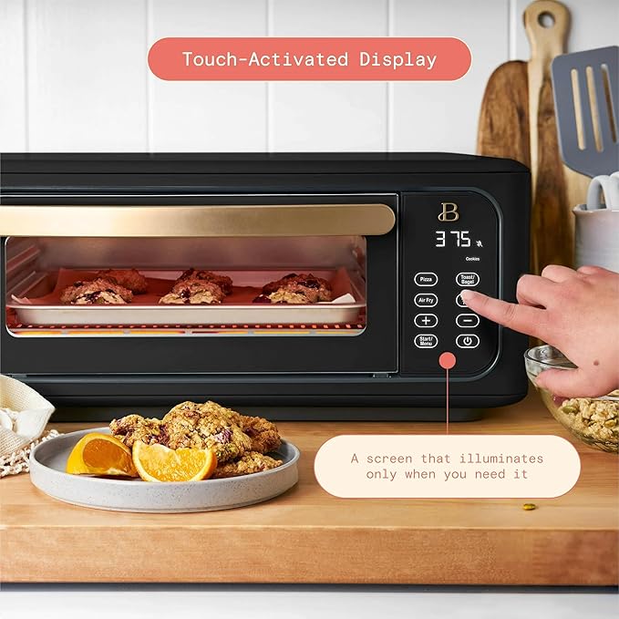 Beautiful Infrared Air Fryer Toaster Oven Kit – Special Edition Multi‑Function Countertop Oven with 10 Presets, Fast Heating & Accessories by Drew Barrymore (Black)