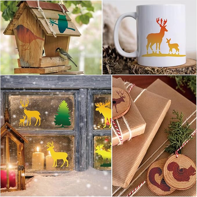 45pcs Forest Animals Stencils for Painting on Wood Wilderness Tree Stencils Paint Wildlife Burning Patterns Bears Deers Template on Art Craft Canvas Wall Fabric Rock (45 Wildlife)