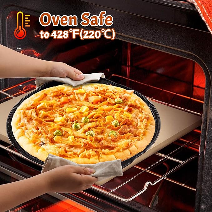 2P Non Stick Pizza Pans - 12” Round Pizza Tray with Holes and Handle, Carbon Steel Pizza Pan for Oven, Dishwasher Safe, PFOA Free