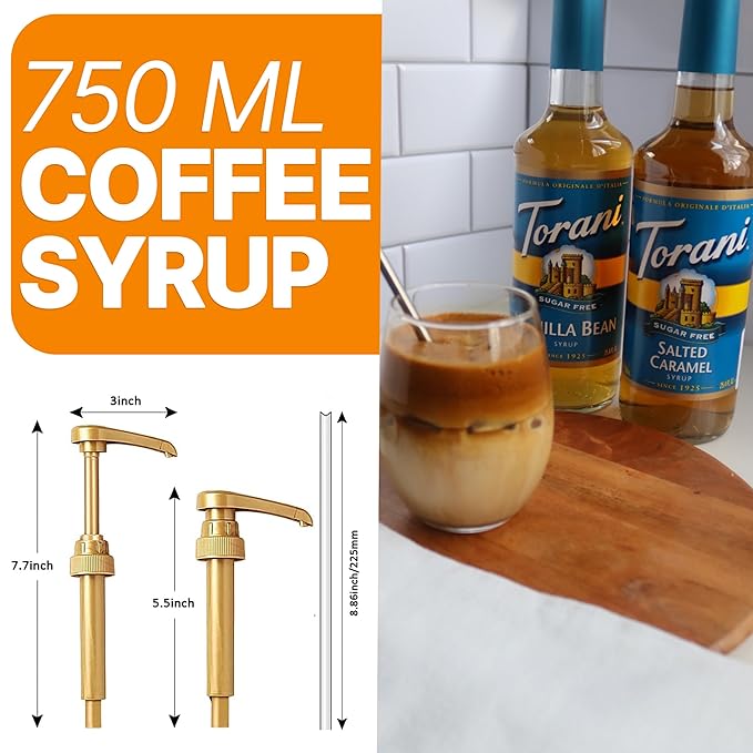 Torani Coffee Syrup Variety Pack - Vanilla and Caramel Syrup for Coffee with 2 Jimoco Syrup Pump Dispenser Compatible with Torani Syrup