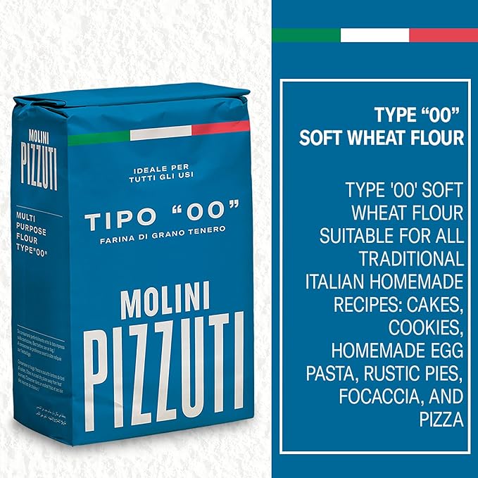 Molini Pizzuti Italian Tipo “00” Soft Wheat Flour – 1kg Bag – Ultra-Fine for Pizza Dough, Pasta, Bread & Pastry – Ideal for Home and Professional Baking