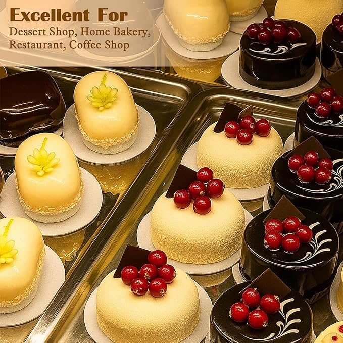 100 Pack Round Cake Boards Bulk-6 Inch Circle Cardboard Base Boards Grease Proof Cardboard Disposable for Food Decorating Baking Party Supplies (White)