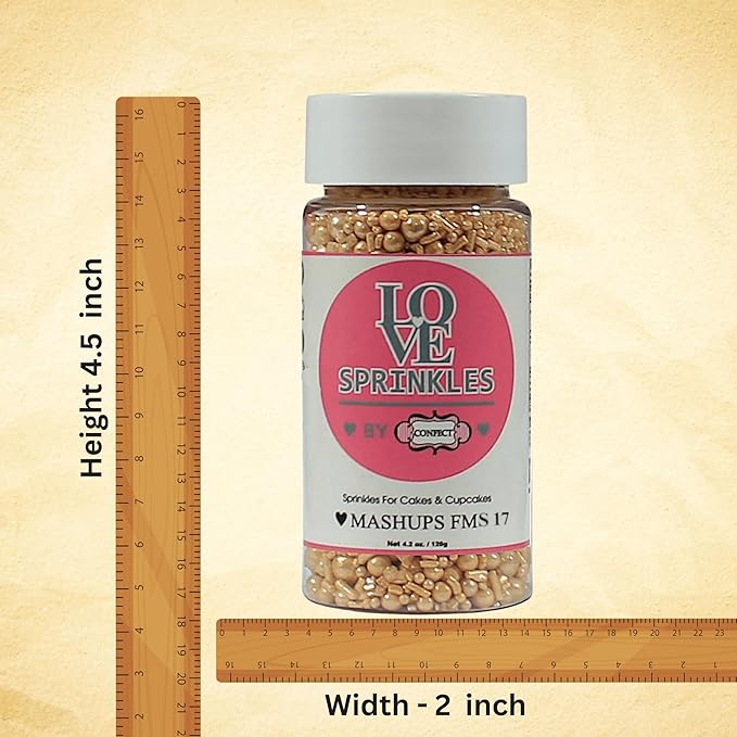 Confect Champagne Gold Sprinkles | Baby Shower & Birthday Sprinkles | Gold Pearls & Jimmies | Edible Sprinkle for Cakes & Cupcakes Decoration - Vegan, Gluten-Free, Nut-Free, Soy-Free, Dairy-Free, Palm Oil-Free -4.2 Oz