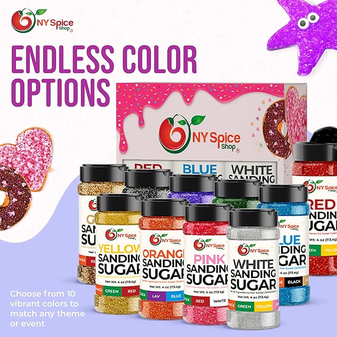 NY Spice Shop Lavender Sanding Sugar - 4 Ounce Sweet Edible Sprinkles for Party Decorations, Cake, Cupcakes, Cookies Toppings & Dessert Dishes - Colorful Sugar Sprinkles for Party Favors & Baking Treats