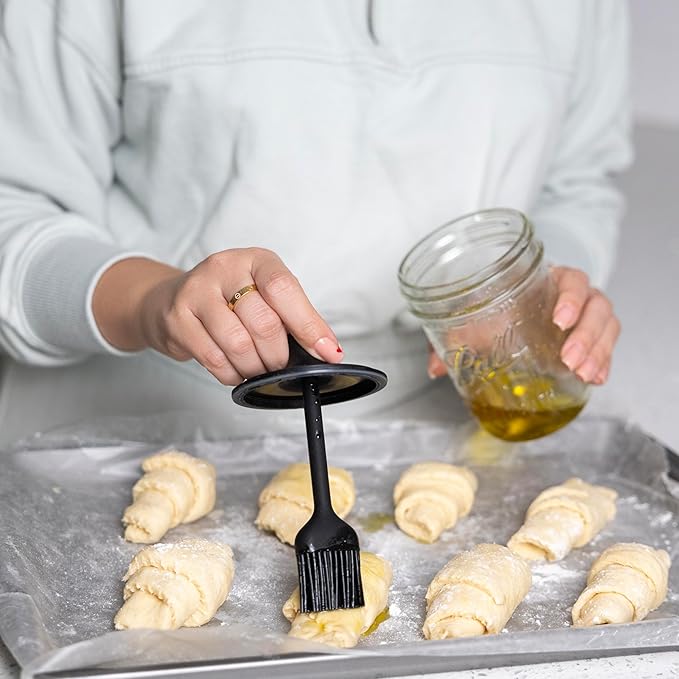 Jarware Silicone Black Basting Brush Lid For Wide Mouth Mason Jars