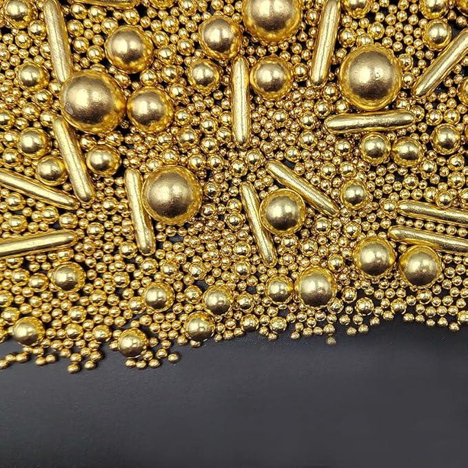 Gold Sprinkles Pearl Sugar Candy Mix Size Baking Cake Decorations Cupcake Toppers Cookie Decorating Wedding Shower Party Valentine Halloween Christmas Supplies 120g/4.23oz